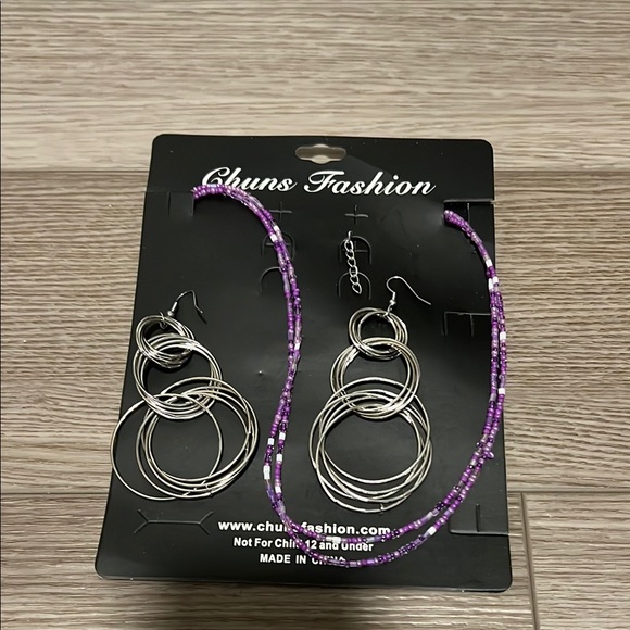 Purple and Silver Jewelry Set - Picture 1 of 4
